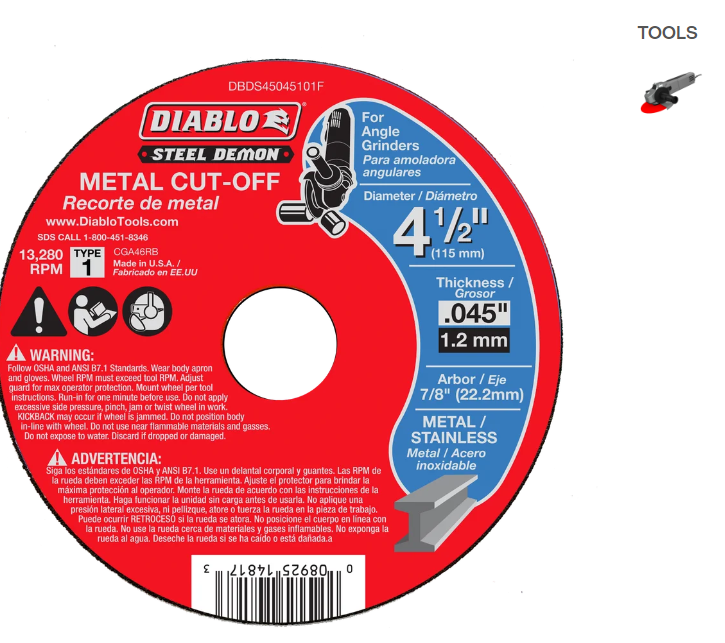 DIABLO SD 4.5X.045X7/8 MT C/O T1