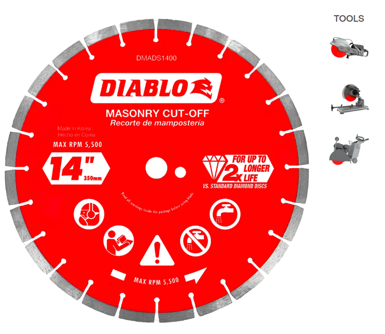 DIABLO 14 in. Diamond Segmented Cut-Off Discs for Masonry